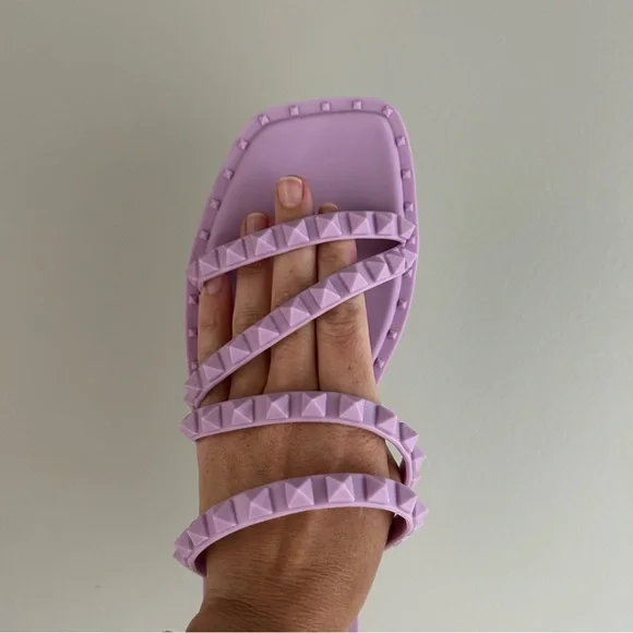 NIB Steve Madden Purple Skyler Studded Jelly Sandals Size 8 - Picture 7 of 8